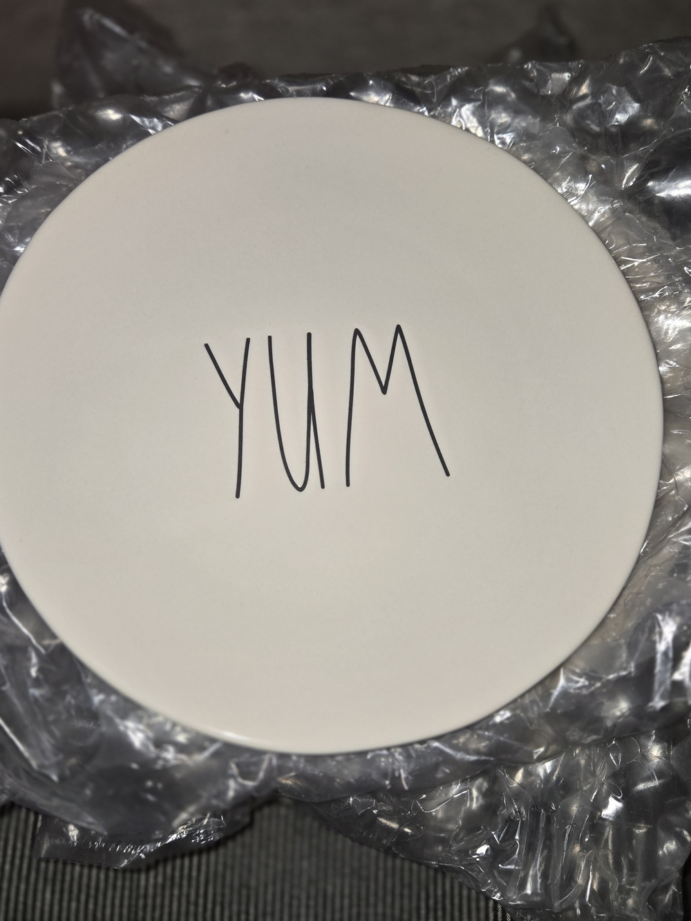Rae Dunn White Ceramic YUM Plate